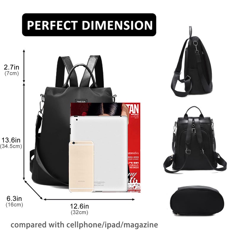 Fmeida Large Travel Backpack for Women Waterproof Back Pack Black Shoulder Bag Fashion Backpack Purse Anti-Theft Daypack for College Work - Image 2